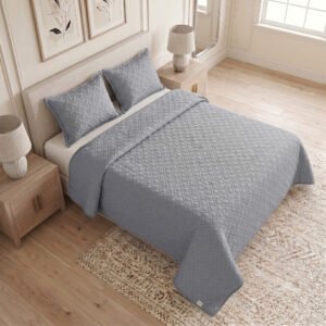 Tendido para cama gemma doble faz- blanco /gris claro