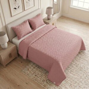 Tendido para cama gemma doble faz- rosa-azul claro