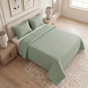 Tendido para cama gemma doble faz- verde/gris claro