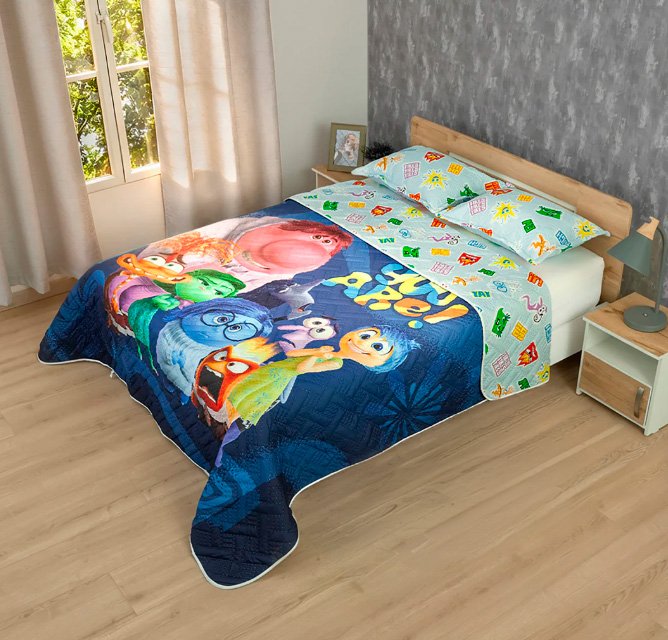 REF.4283 TENDIDO DE CAMA DISNEY INFANTIL AZUL-EMOCIONES
